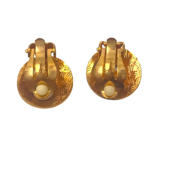 Vintage Cloisonné Enamel Floral Clip On Earrings - Picture 3 of 4